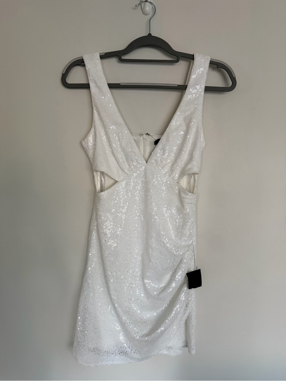 Lulus White Sequin Cutout Mini Dress Size Small